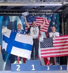 Grand Masters -95 kg vasen. Mitalistit: Marko Karppinen - Suomi (2), Mark Owen - USA (1), Ronald Ermini - USA (3)